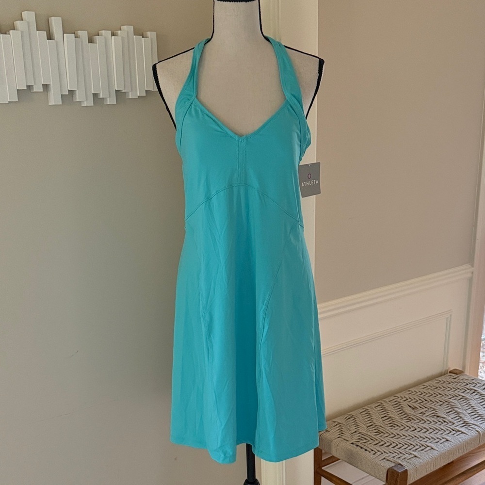 NEW Athleta Turquoise Halter Swim Sport Helena Dress Women's L
